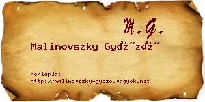 Malinovszky Győző névjegykártya